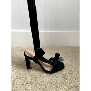 Emerald Green Suede Ankle Wrap Sandals